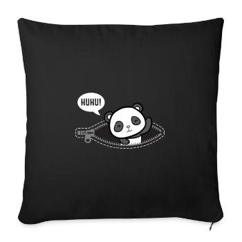 Huhu Ich bin da Baby Panda Geburt Geschenk - Sofakissenbezug 45 x 45 cm - Schwarz - Vorne