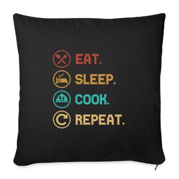 EAT SLEEP COOK REPEAT - Lifestyle/Theme/Motto - Sofa pillowcase 17,3'' x 17,3'' (45 x 45 cm) - black - Front