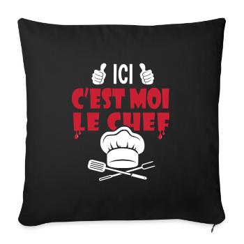 ici c est moi le chef cadeau papa cuisinier - Housse de coussin décorative 45 x 45 cm - noir - Devant
