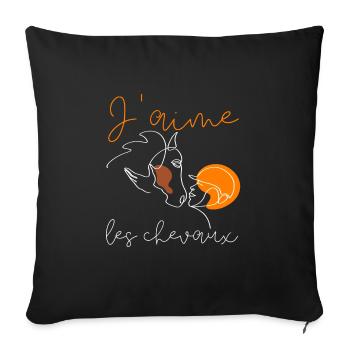 équitation cheval - idee cadeau cavalière - Housse de coussin décorative 45 x 45 cm - noir - Devant
