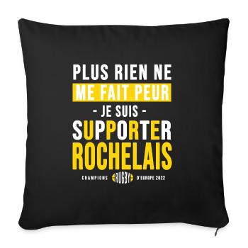 Rugby La Rochelle cadeau supporter Rochelais - Housse de coussin décorative 45 x 45 cm - noir - Devant