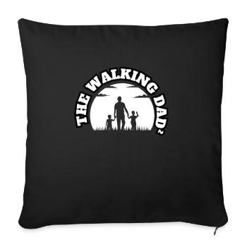 Le Papa qui marche² 2 fils Blanc - Housse de coussin décorative 45 x 45 cm - noir - Devant