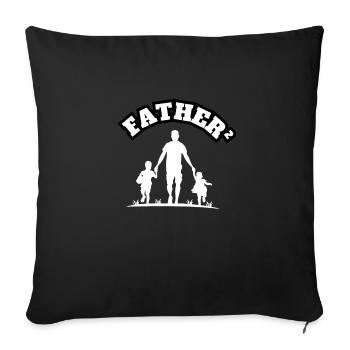 Père² 2 Enfants Blanc - Housse de coussin décorative 45 x 45 cm - noir - Devant