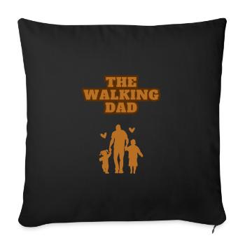 Le Papa Marchant 2 Enfants Marron - Housse de coussin décorative 45 x 45 cm - noir - Devant
