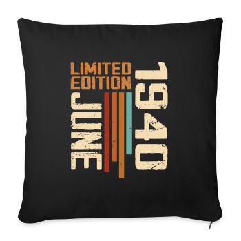 Juin 1940 Cadeau anniversaire Juin 1940 Rétro 1940 - Housse de coussin décorative 45 x 45 cm - noir - Devant
