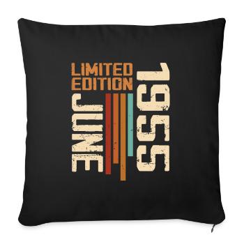 June 1955 Birthday Gift June 1955 Retro 1955 - Sofa pillowcase 17,3'' x 17,3'' (45 x 45 cm) - black - Front