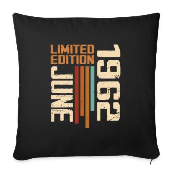 Juin 1962 Cadeau anniversaire Juin 1962 Rétro 1962 - Housse de coussin décorative 45 x 45 cm - noir - Devant