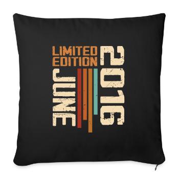 June 2016 Birthday Gift June 2016 Retro 2016 - Sofa pillowcase 17,3'' x 17,3'' (45 x 45 cm) - black - Front