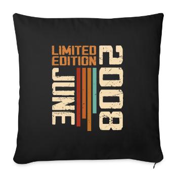 Juin 2008 Cadeau anniversaire Juin 2008 Rétro 2008 - Housse de coussin décorative 45 x 45 cm - noir - Devant