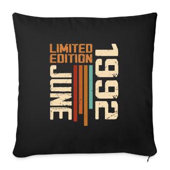 June 1992 Birthday Gift June 1992 Retro 1992 - Sofa pillowcase 17,3'' x 17,3'' (45 x 45 cm) - black - Front