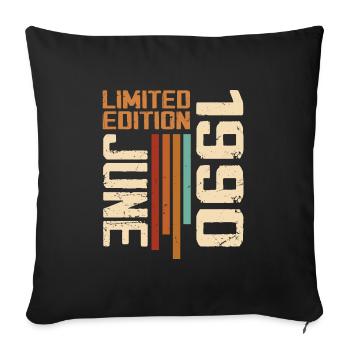 Juin 1990 Cadeau anniversaire Juin 1990 Rétro 1990 - Housse de coussin décorative 45 x 45 cm - noir - Devant