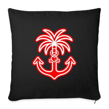 Palm Tree Anchor Heart Love - Sofa pillowcase 17,3'' x 17,3'' (45 x 45 cm) - black - Front