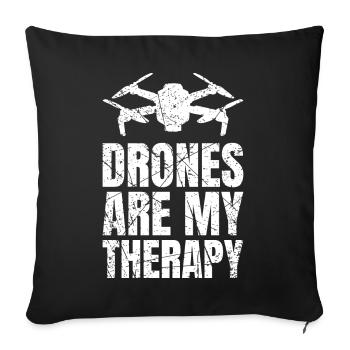 Drones Are My Therapy Drone - Sofa pillowcase 17,3'' x 17,3'' (45 x 45 cm) - black - Front
