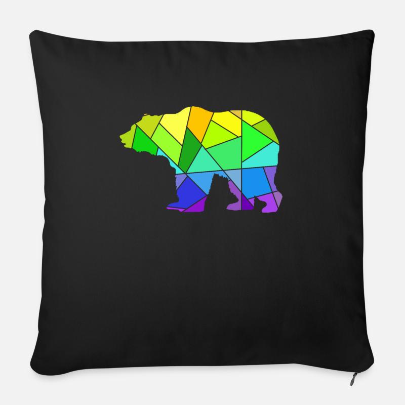 Bär bunte Geometrische Figuren - Sofakissenbezug 45 x 45 cm - Schwarz