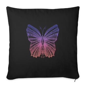 Pretty Color Patterned Butterfly - Sofa pillowcase 17,3'' x 17,3'' (45 x 45 cm) - black - Front