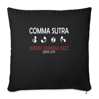 Funny Pun Comma Sutra - Sofa pillowcase 17,3'' x 17,3'' (45 x 45 cm) - black - Front