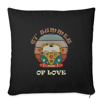 Hippie Van Vintage Retro 1967 Summer of Love - Housse de coussin décorative 45 x 45 cm - noir - Devant