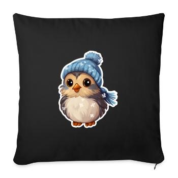 Oiseau d’hiver - Housse de coussin décorative 45 x 45 cm - noir - Devant