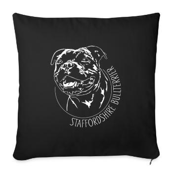 STAFFORDSHIRE BULLTERRIER Portrait de chien Wilsigns - Housse de coussin décorative 45 x 45 cm - noir - Devant