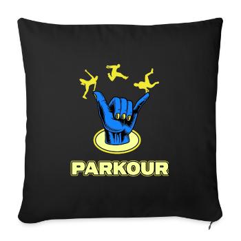 parkour jump parkour traceur jumping streetart - Housse de coussin décorative 45 x 45 cm - noir - Devant