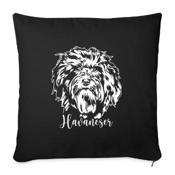 Havanese Dog Portrait Dog Wilsigns - Sofa pillowcase 17,3'' x 17,3'' (45 x 45 cm) - black - Front