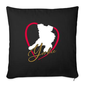 Yorkie in big red heart Yorkshire Terrier - Sofa pillowcase 17,3'' x 17,3'' (45 x 45 cm) - black - Front