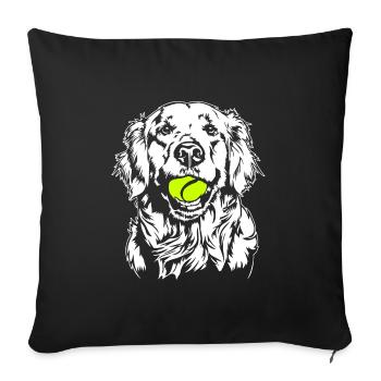 Golden Retriever Ball Junkie Dogs Wilsigns - Sofa pillowcase 17,3'' x 17,3'' (45 x 45 cm) - black - Front