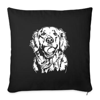 Golden Retriever Ball Junkie Dogs Wilsigns - Sofa pillowcase 17,3'' x 17,3'' (45 x 45 cm) - black - Front
