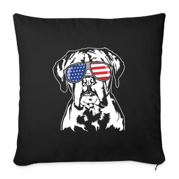 Boxer US Amérique Drapeau Chiens Chien Wilsigns - Housse de coussin décorative 45 x 45 cm - noir - Devant