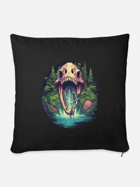 Dinosaurier Dino Fossil Carnivor Herbivor T-Rex - Sofakissenbezug 45 x 45 cm - Schwarz