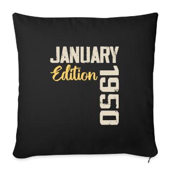 Cadeau D'anniversaire Nées En Janvier 1950 - 1950 - Housse de coussin décorative 45 x 45 cm - noir - Devant