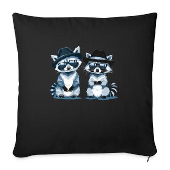 raton laveur - Housse de coussin décorative 45 x 45 cm - noir - Devant