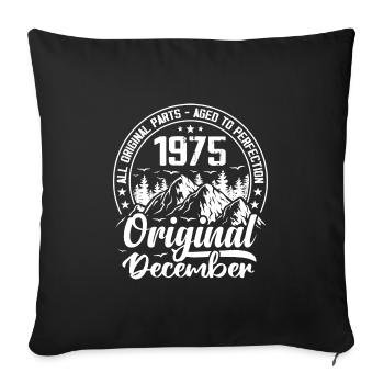 December 1975 Original 49 Years Anniversary Gift - Sofa pillowcase 17,3'' x 17,3'' (45 x 45 cm) - black - Front