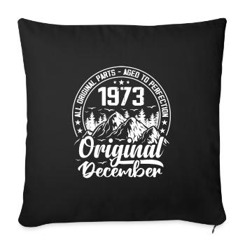Dezember 1973 Original 51 Jahre altes Geburtstagsgeschenk - Sofakissenbezug 45 x 45 cm - Schwarz - Vorne