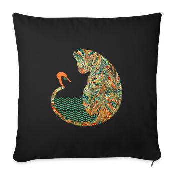 Cat with swimmer E 20 - Sofa pillowcase 17,3'' x 17,3'' (45 x 45 cm) - black - Front