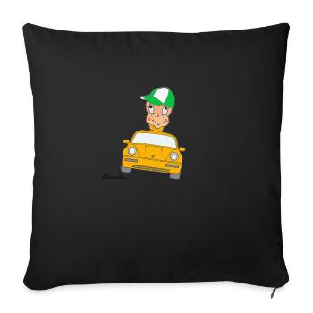 Würmeli from the car - Sofa pillowcase 17,3'' x 17,3'' (45 x 45 cm) - black - Front