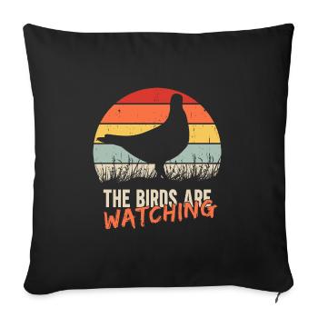 Les oiseaux observent - Housse de coussin décorative 45 x 45 cm - noir - Devant