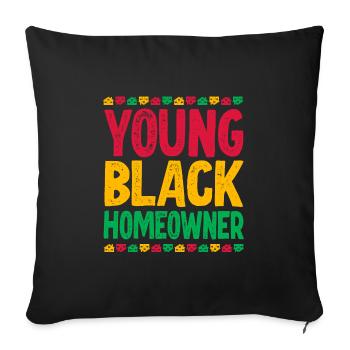 Young Black Homeowner - Sofa pillowcase 17,3'' x 17,3'' (45 x 45 cm) - black - Front