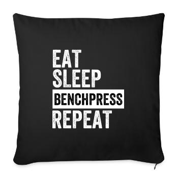 Répétition du développé couché Eat Sleep - Housse de coussin décorative 45 x 45 cm - noir - Devant