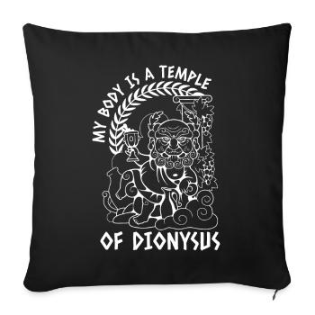 Mon corps est un temple de Dionysos - Joie de l'alcool - Housse de coussin décorative 45 x 45 cm - noir - Devant