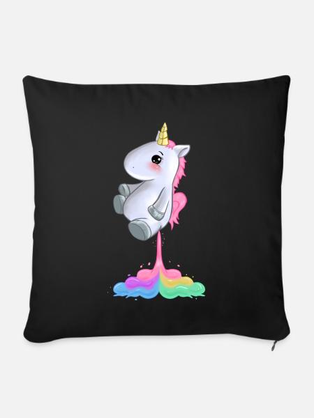 Lustiges Einhorn, das Regenbogen furzt, furzt Geschenk Ide - Pudebetræk 45 x 45 cm - sort