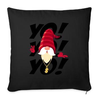 Cadeau de noël humour Père-Noël rappeur - Housse de coussin décorative 45 x 45 cm - noir - Devant