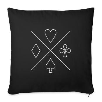 Poker spades heart diamonds cross simple motif - Sofa pillowcase 17,3'' x 17,3'' (45 x 45 cm) - black - Front