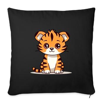 Lustiger Tiger für Kinder für Kinder - Sofakissenbezug 45 x 45 cm - Schwarz - Vorne
