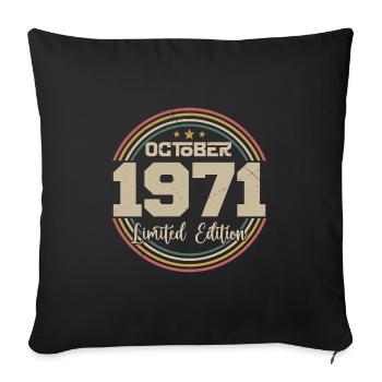 Né en octobre 1971 Retro Anniversaire Octobre 1971 - Housse de coussin décorative 45 x 45 cm - noir - Devant