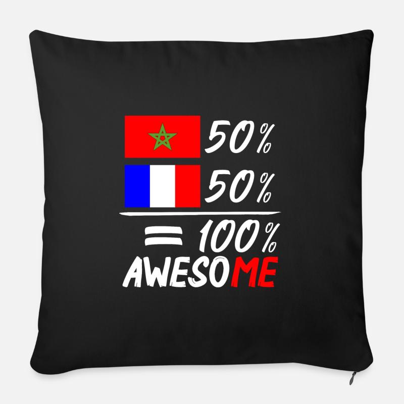 Moitié Français Marocain - Housse de coussin décorative 45 x 45 cm - noir