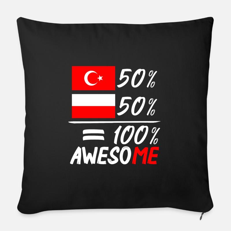 50% Polnisch 50% Türkisch - Sofakissenbezug 45 x 45 cm - Schwarz