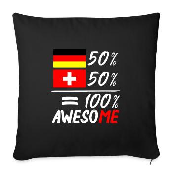 50 % Allemand 50 % Suisse - Housse de coussin décorative 45 x 45 cm - noir - Devant