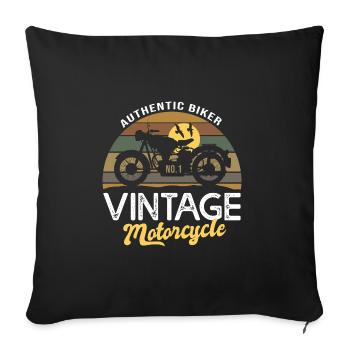 Vintage Biker Motorrad Geburtstagsgeschenk Mann - Sofakissenbezug 45 x 45 cm - Schwarz - Vorne