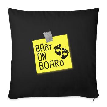 baby on board - Sofa pillowcase 17,3'' x 17,3'' (45 x 45 cm) - black - Front